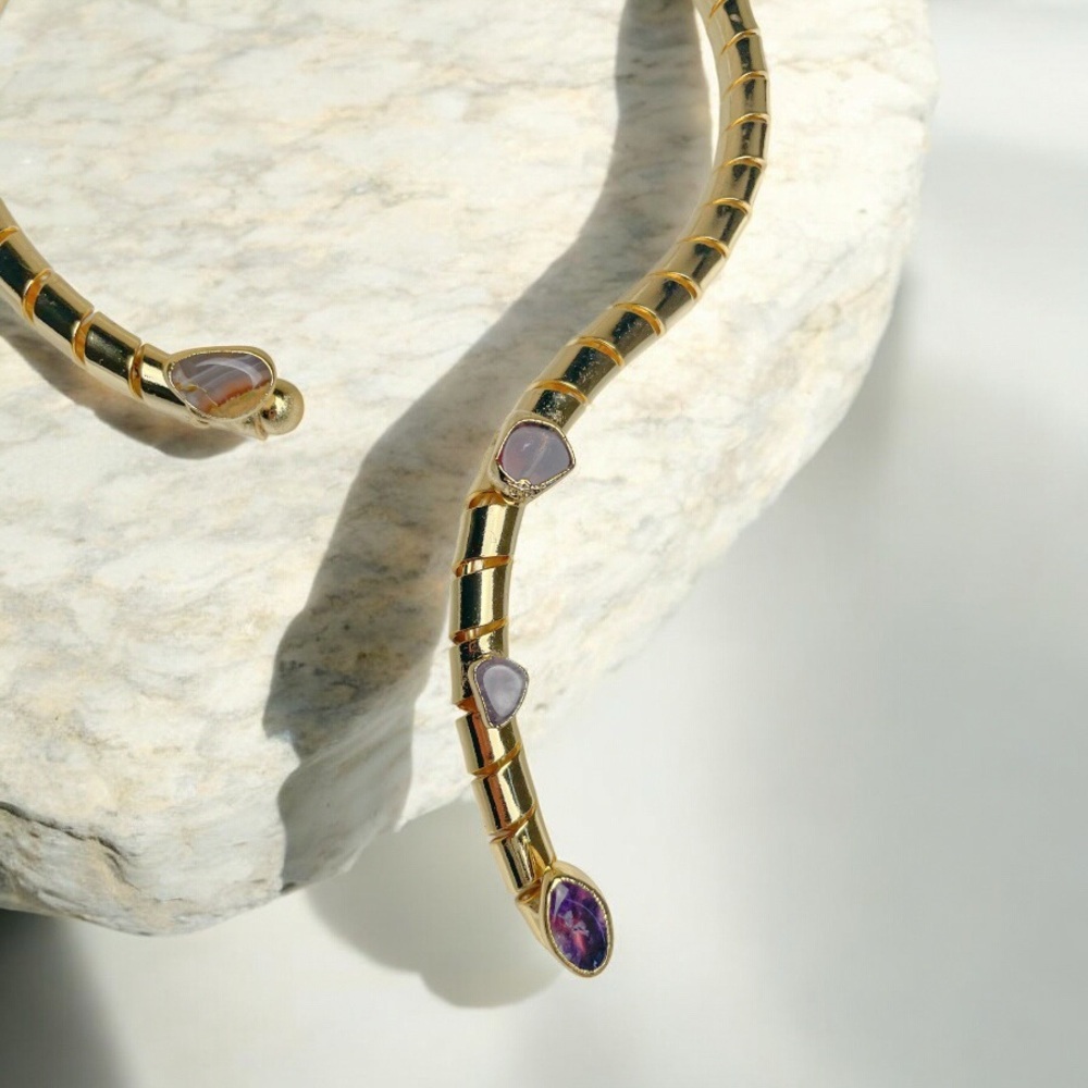 Snake Amethyst Choker Necklace - Picture 6 of 7